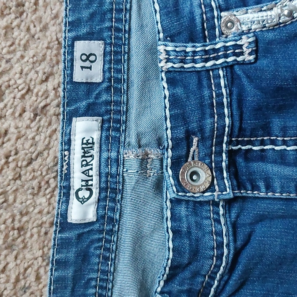 Charme Women’s Bootcut Jeans Size 18 Dark Wash Embellished Pockets - Picture 3 of 7